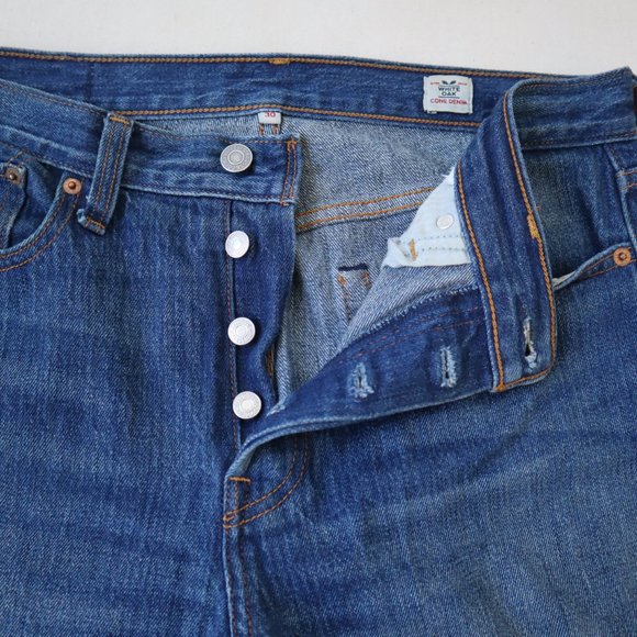 Levi's White Oak Cone Denim Selvedge Raw Hem Blue Jeans, Size 30 - Picture 8 of 16